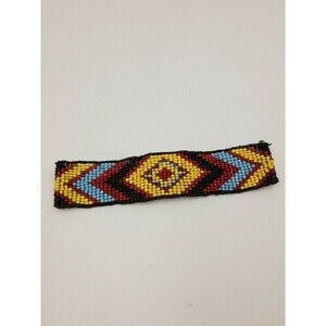 HUICHOL Bracelet with Native American Folk Art Diamond Eye/Arrow Seed bead